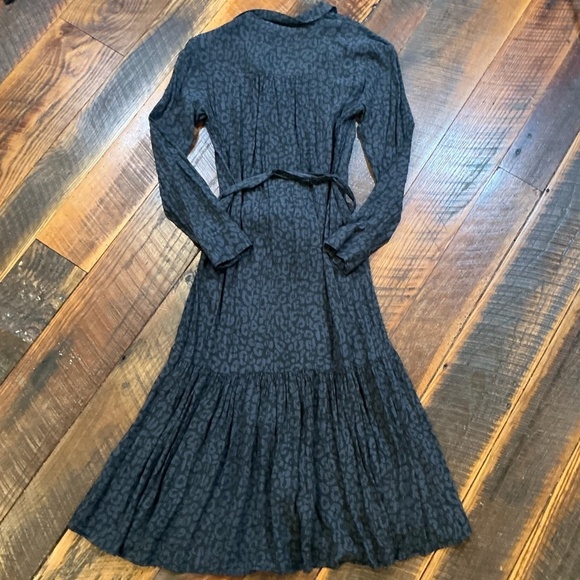 Rails Beatrice Dress in Charcoal Batik Cheetah Midi Shirt Dress Medium - Picture 6 of 11